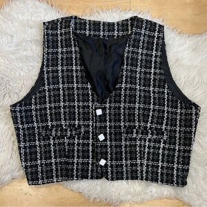 Plaid holidays fall winter vest size XL